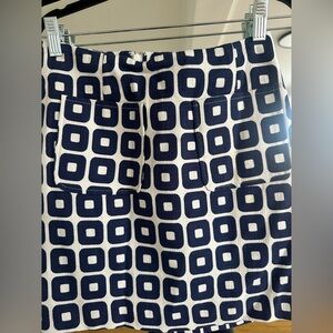 Boden Navy and Cream Geometric Pocket Skirt